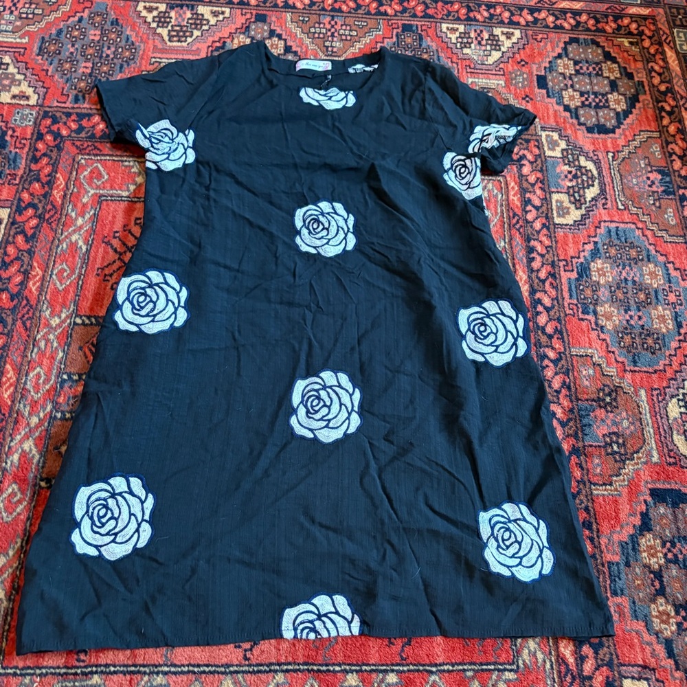 Black Sheath Floral Mini Dress